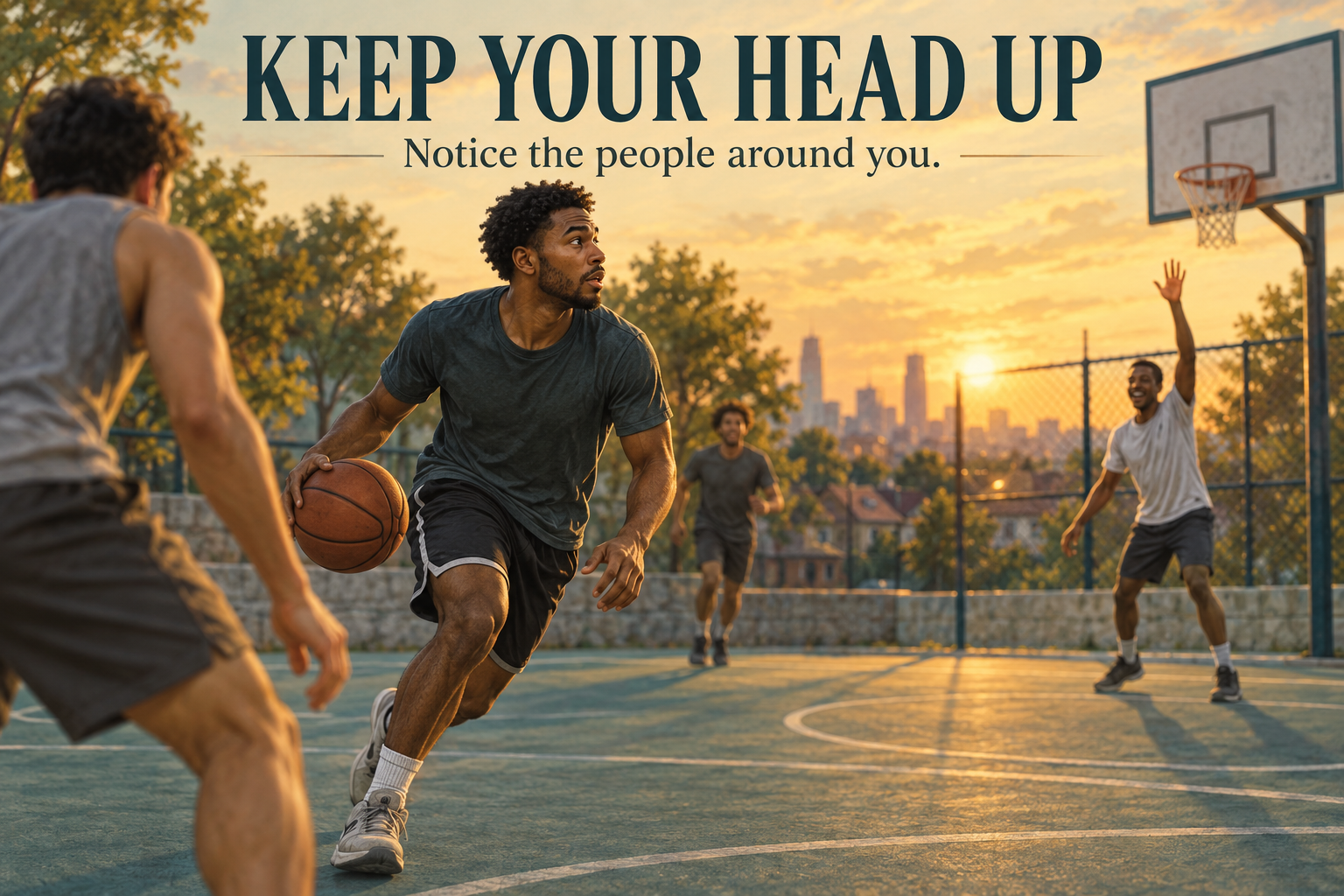 Like a player who looks up, stay attentive to people while carrying your responsibilities.